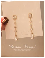 2021 new elegant rhinestone crystal pendant long pendientes mujer moda fashion simulatd pearl temperament earrings
