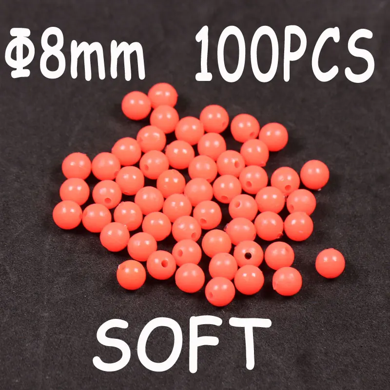 8x8mm 100pcs red 100 шт зеленые красные круглые мягкие резиновые светящиеся бусины для рыбалки светящиеся донные поводки шары рыболовные снасти Соблазнительные аксессуары - Цвет: 8x8mm 100pcs red