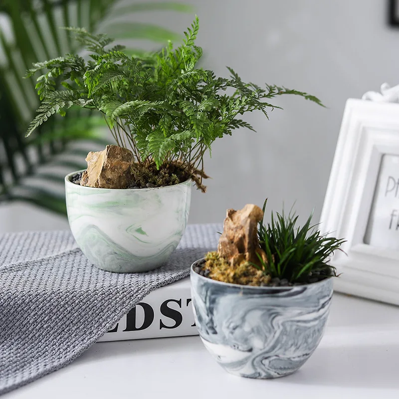 

Succulent Marbling Ceramic Flower Pots Prickly Pear POTS Nordic Creative Desktop Potted Christmas Home Office Decor Flower Vase
