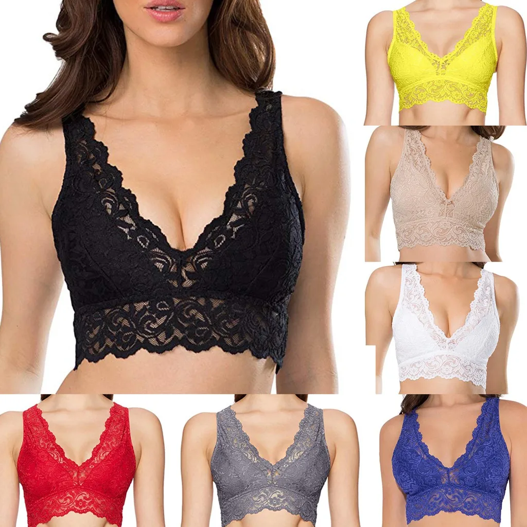 

Platform explosion models fashion new sexy female bra lace deep V bra wireless lingerie bra multicolor large size 50*