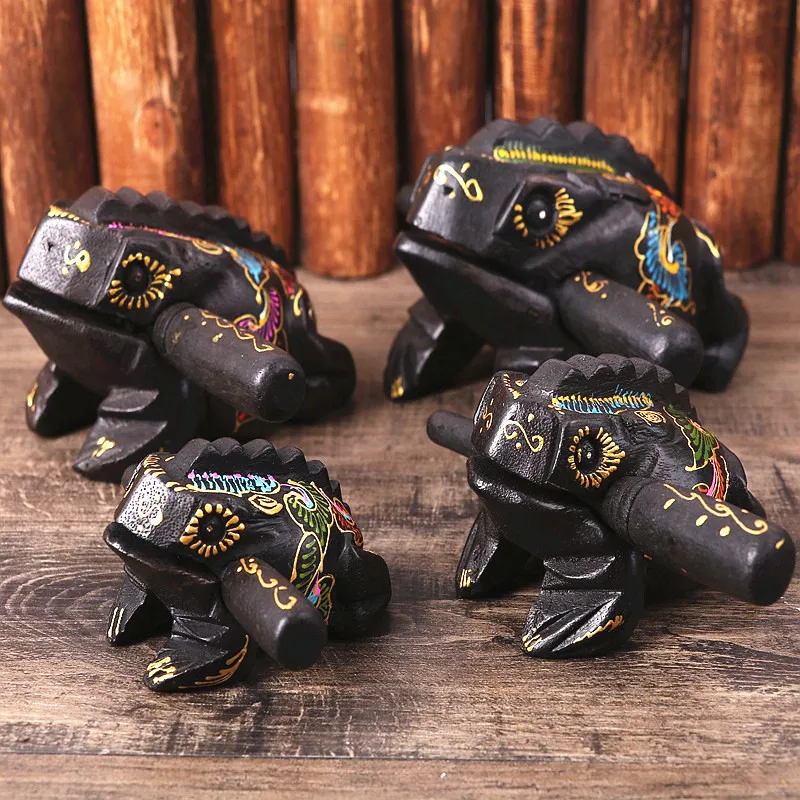 

WHYOU 1pcs Wood Frogs Handwork Southeast Asia Table Decor Home Furnishing Ornaments Office Essential Collect Thai SouvenirGift