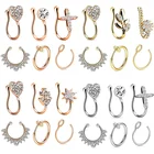 Набор колец для имитации пирсинга носа, набор из нержавеющей стали с зажимом для носа, серьги без пирсинга хрящей Креста, набор навальных колец для имитации губ