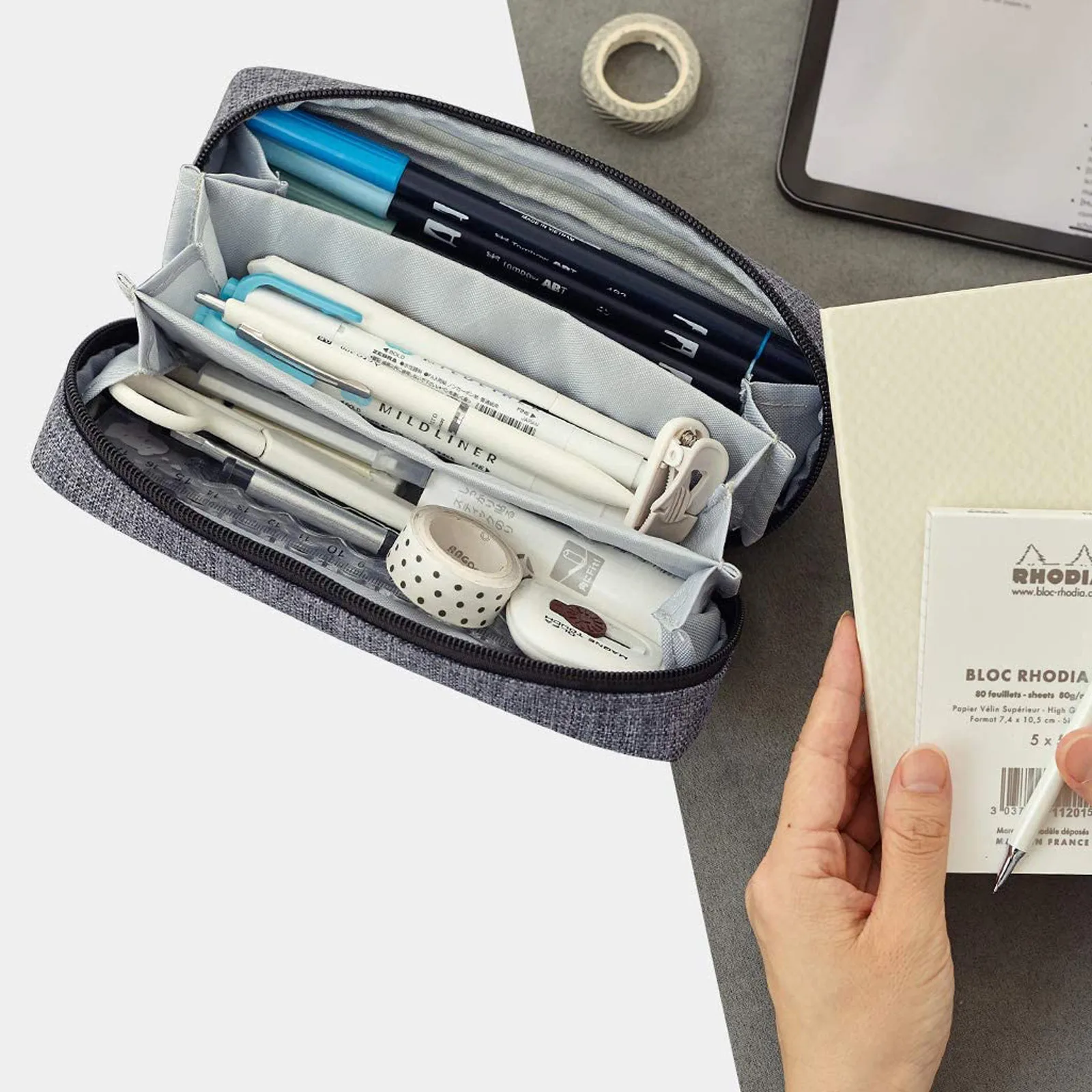 Чехол для карандашей большой вместимости однотонный холщовый чехол с 3