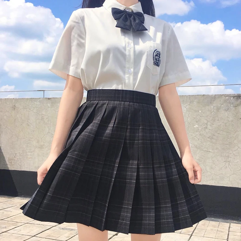 [Карбоновый серый] летние плиссированные юбки с высокой талией для девочек