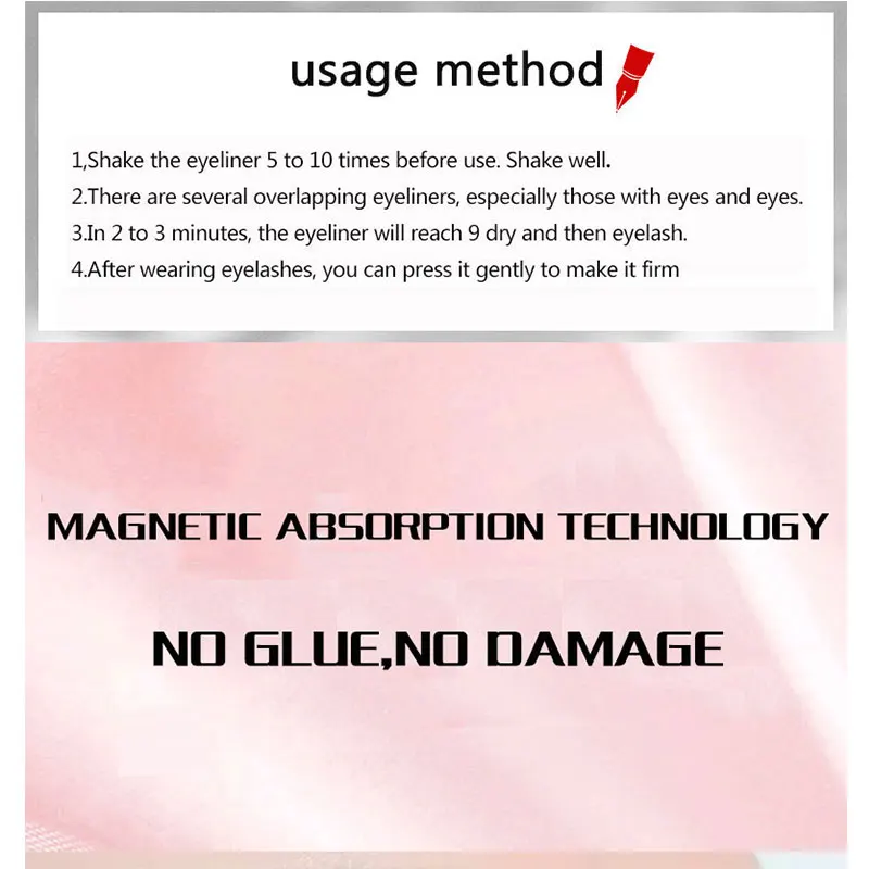 

Magnetic False Eyelashes & Magnetic Liquid Eyeliner Set 2 Magnets Natural Fake Eyelashes Extension Waterproof Lasting Makeup Kit