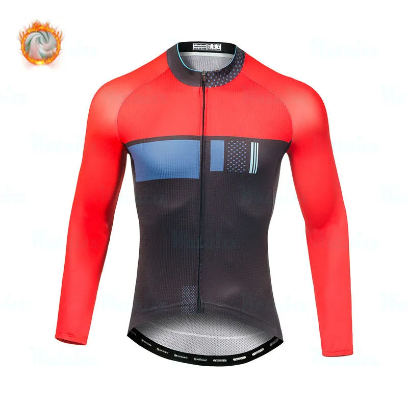 cycling jersey 5 Зимняя одежда для велоспорта, толстовка с длинным рукавом, очень геотермальный жилет, зимняя велосипедная форма - Цвет: cycling jersey 5