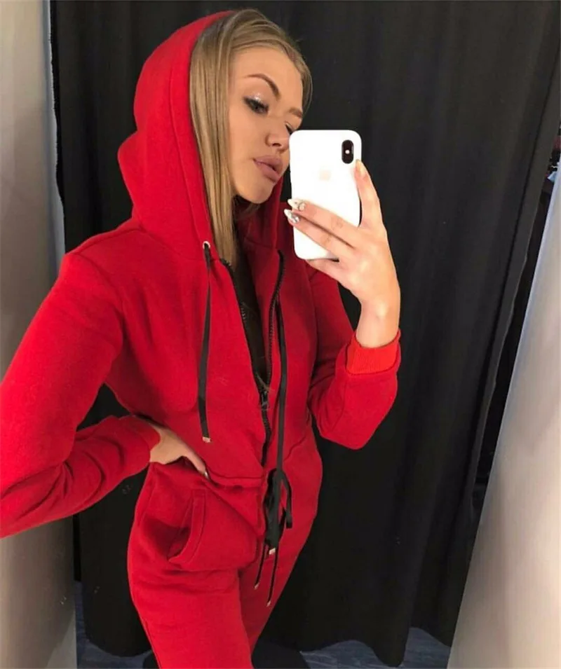 Sport Jumpsuits Woman Sportswear Fitness Overalls Suit Women Tracksuit Winter Autumn Gym Clothing Female Red |