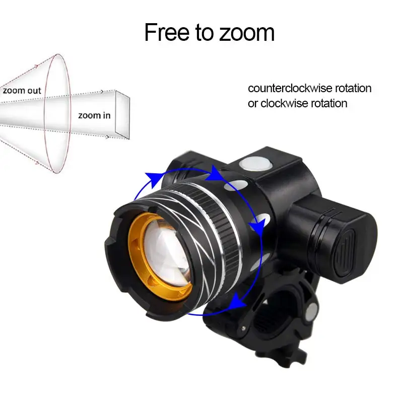 USB перезаряжаемая лампа Zoomable 15000лм T6 светодиодный велосипедный передний светильник фонарь 3 режима велосипедный головной светильник