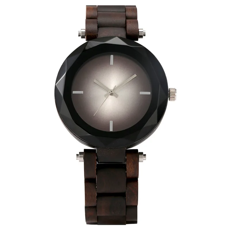 

Retro Angular Mirror Design Watch Handmade Natural Wood Watches Women's Quartz Bamboo Wristwatch Full Wooden Strap Gift