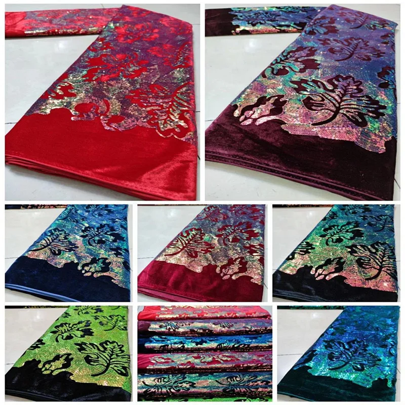 

Black French Net Lace Fabric With Sequins Velvet Fabric 2020 wine High Quality Lace African Voile Lace For Wedding