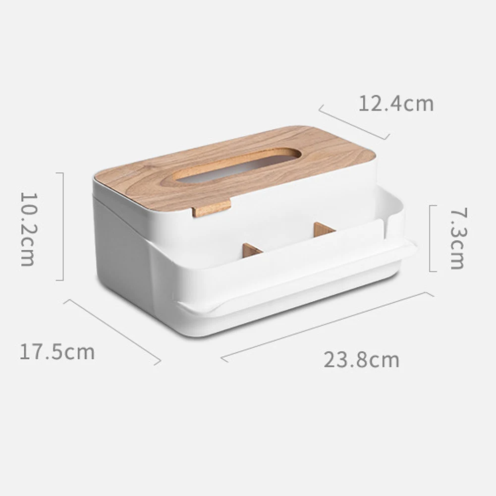 

Multifunctional Bamboo Cover Tissue Box Creative Desktop Pumping Box Household Living Room Simple Plastic Napkin Storage Box