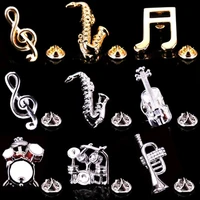 1pc rock music brooch mens pin badge saxophone brooch piano drum violin scarf badge shirt suit pin jewelry gift