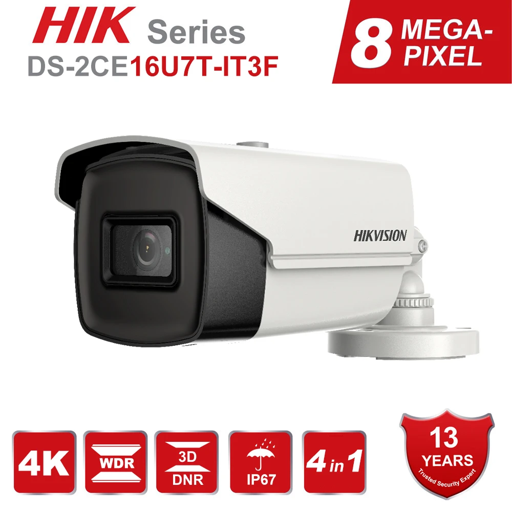 

Hikvision Pro DS-2CE16U7T-IT3F 8MP Ultra Low Light Fixed Bullet Camera TVI/AHD/CVI/CVBS 4in1 130 dB 60m IR Ture WDR IP67 H.265+