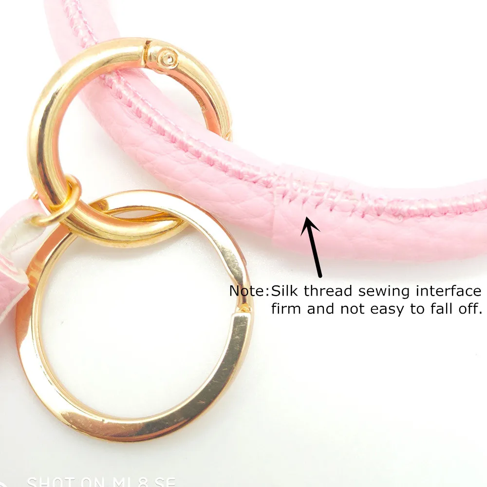 

Bohemia PU Leather Wristlet Keychain bangle Fashion Leopard Snake Gold Large Circle Keyring Tassel Bracelet for Women