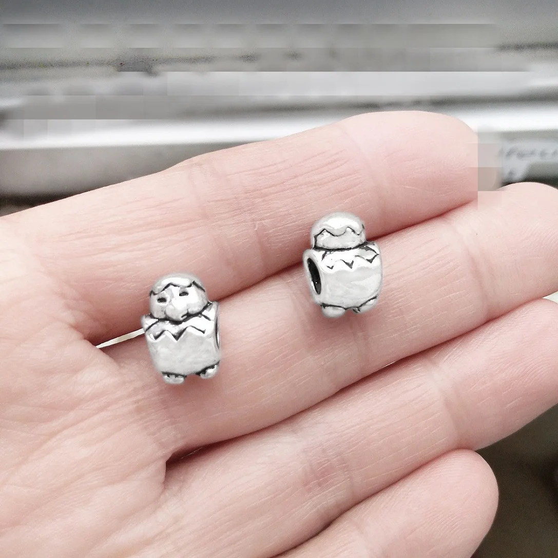 

wholesale jewelry lots beads bracelets hand made 9mm penguin duck solid big hole ancient silver plated alloy diy accessory 50pcs