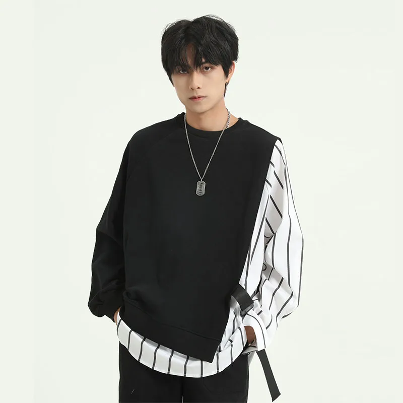 Рубашка мужская в полоску пуловер с длинным рукавом свитшот уличная одежда стиле