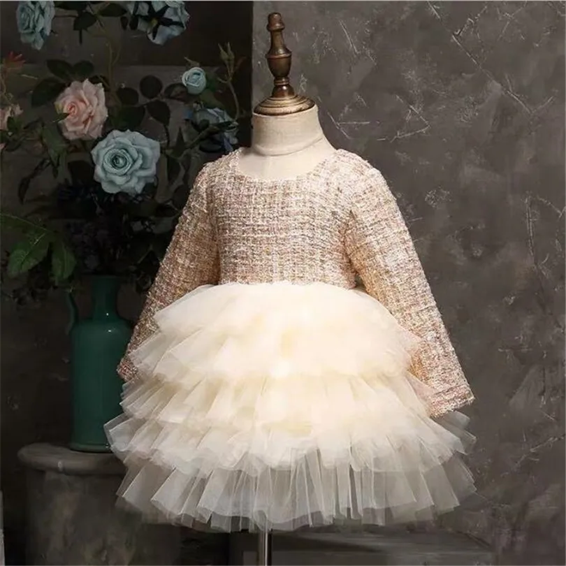 1st Birthday Party Baby Girls Dress Wedding Kids Dresses For Long Sleeve Princess Toddler Ball Gown | Детская одежда и обувь