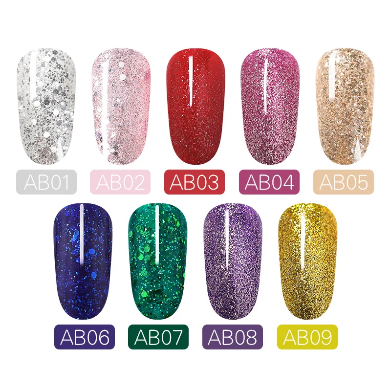 WHID Шикарный Блестящий светодиодный Гель лак для ногтей со сверкающими