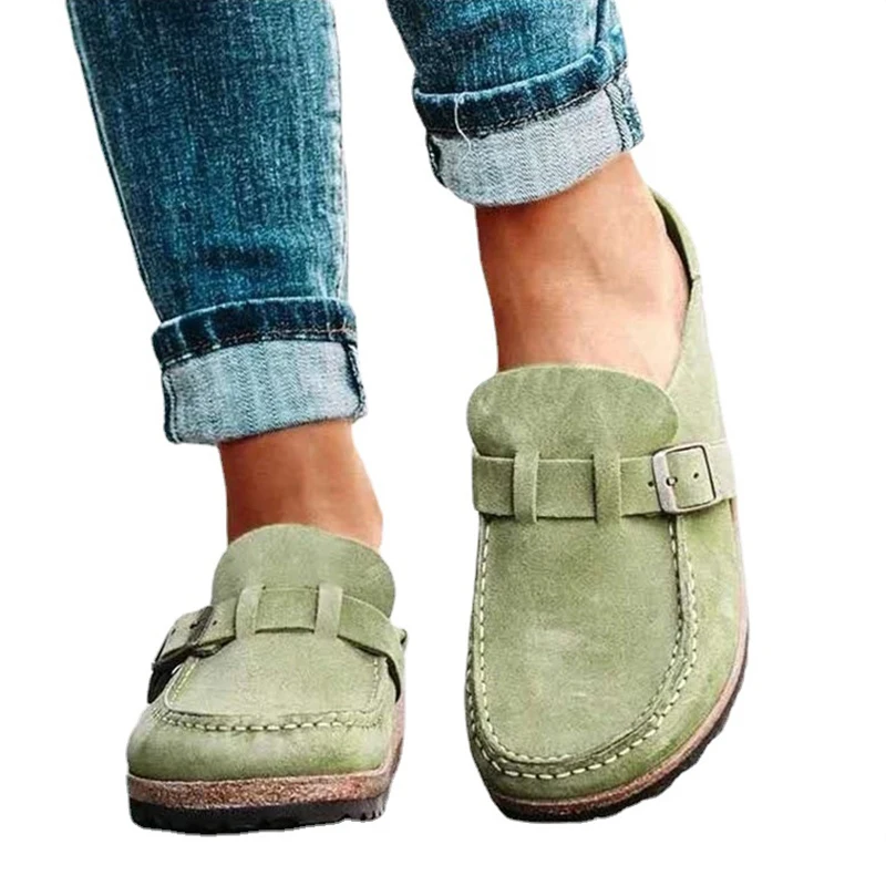 

2021 Summer Women Sandals Baotou Wear Belt Buckle Half Tow Female Plus Size Casual Comfortable Slippers Women Shoes Beach Shoes