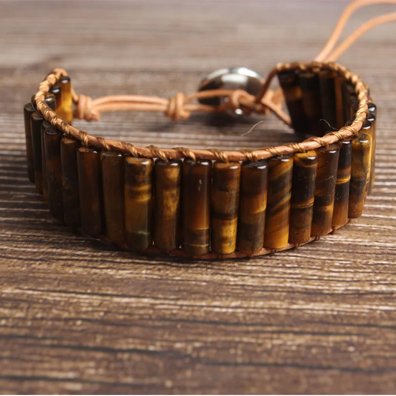 Натуральный ювелирный цилиндрический желтый трикотажный браслет LanLi для мужчин