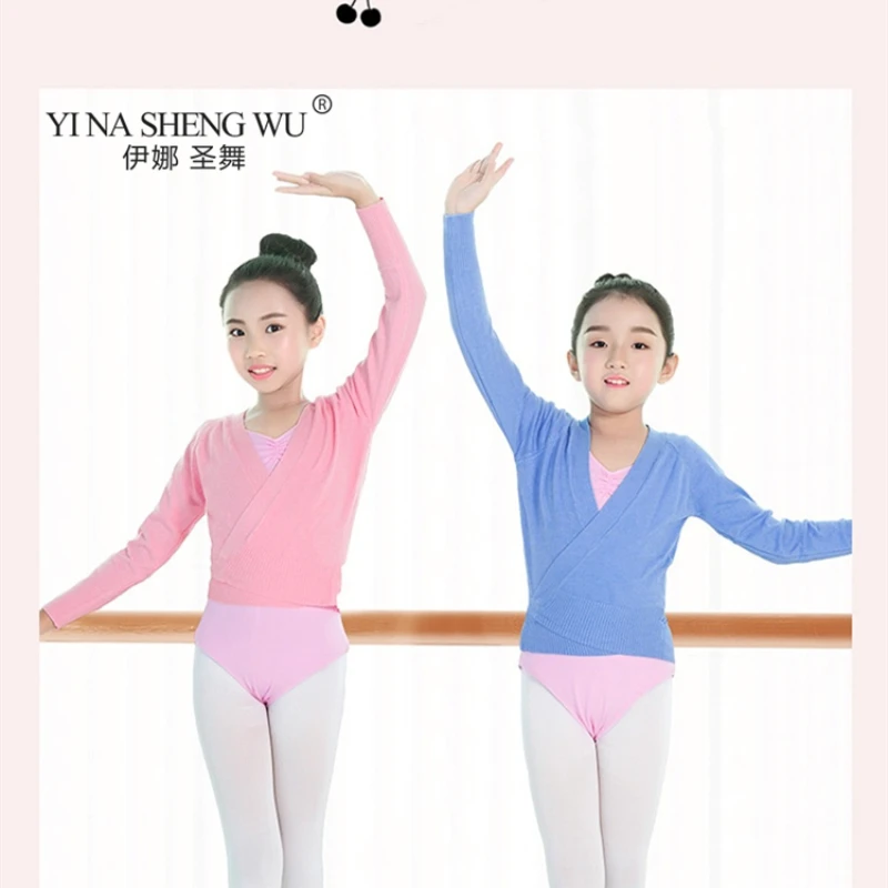 

Autumn Winter Wrap Ballet Sweater Cardigans for Girls Kids Soft Knitted Dancewear Leotards Crossover Warm Ballet Coats Costumes