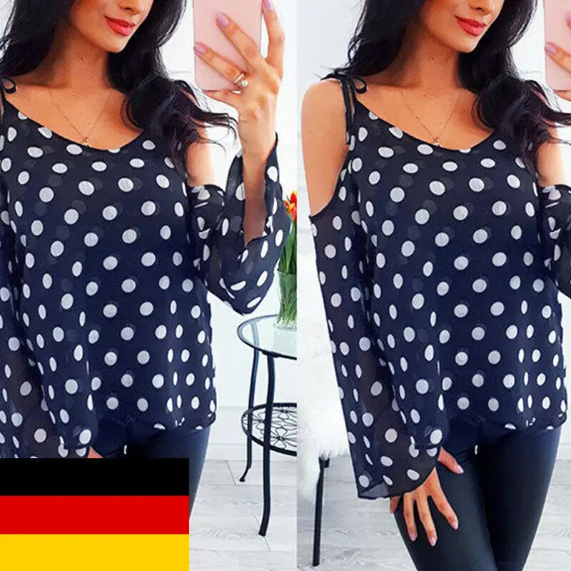 Женская свободная рубашка с завязками Летняя Повседневная Блузка в горошек