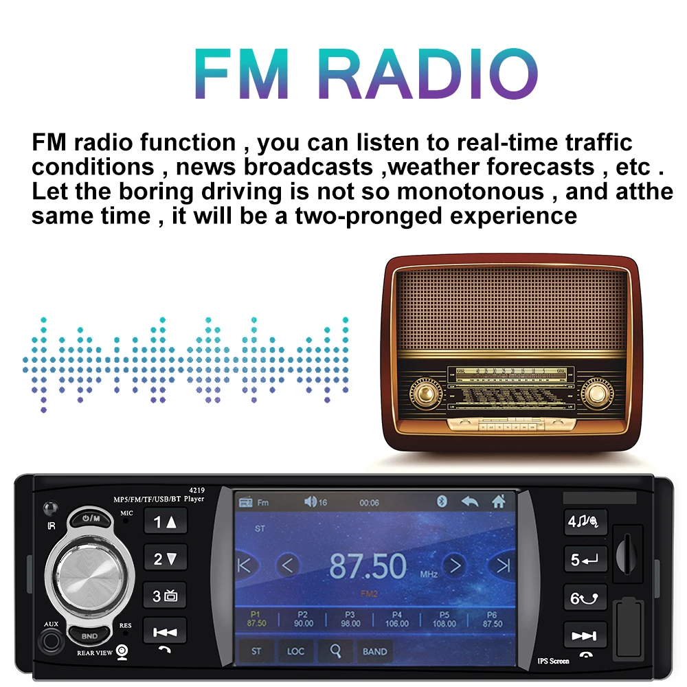 Автомагнитола 1 Din 4 дюйма Bluetooth 2 mp5-плеер TF USB быстрая зарядка ISO дистанционное