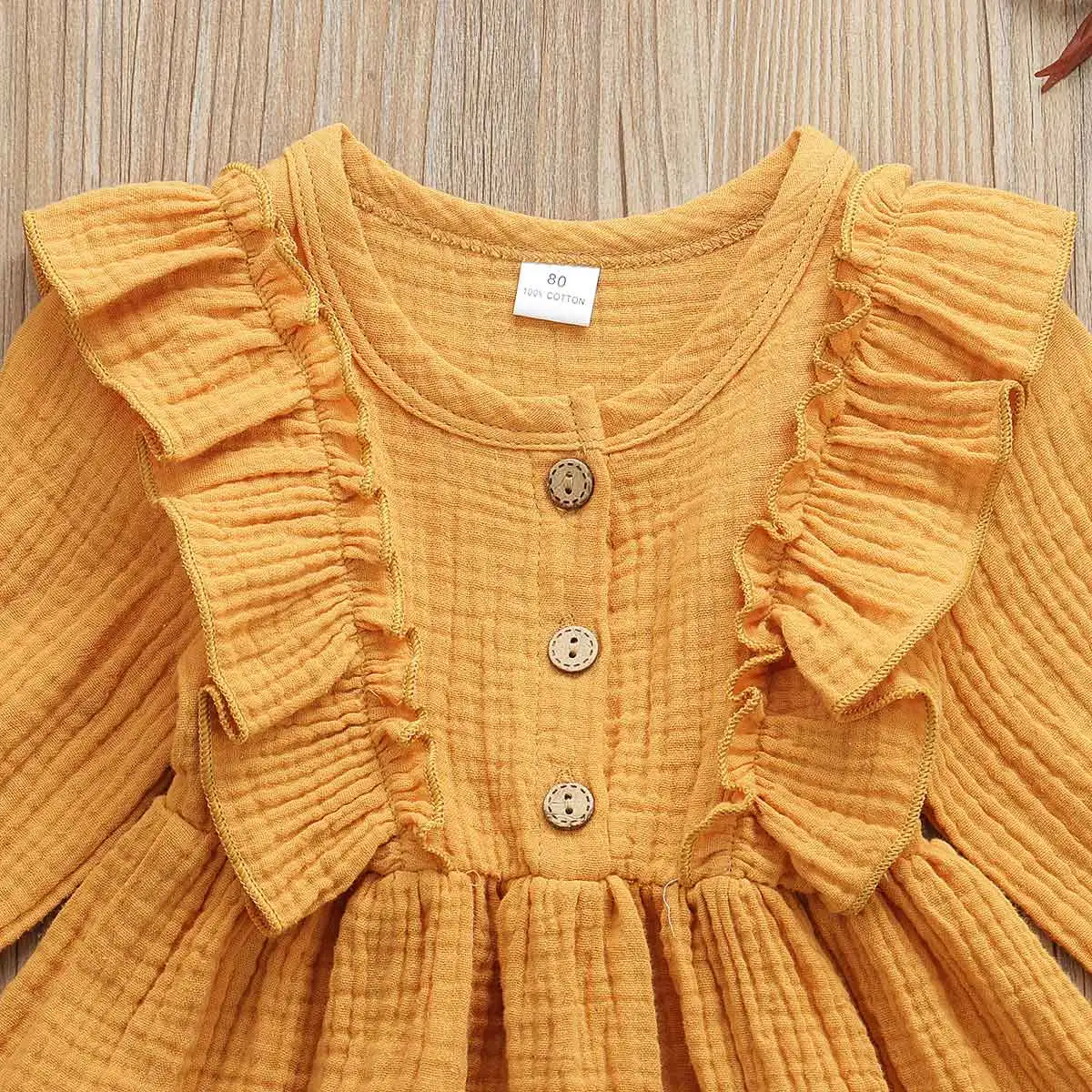 Girl Dress 2019 Cute Toddler Baby Girls Kids Long Sleeve Ruffles Tutu Dresses Cotton Linen Clothes Outfits | Детская одежда и