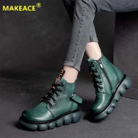womens ankle boots autumn martin boots england retro leather platform womens shoes fashion new belt buckle calf fashion boots