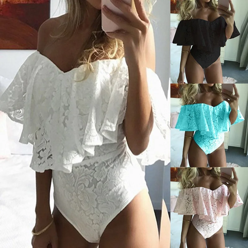 LOOZYKIT летний женский комбинезон Драпированный с рюшами короткий рукав белый боди