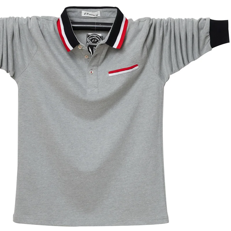 Autumn spring new products lapel long-sleeved POLO shirt men large size M-6XL big guy outfit cotton polo brand | Мужская одежда