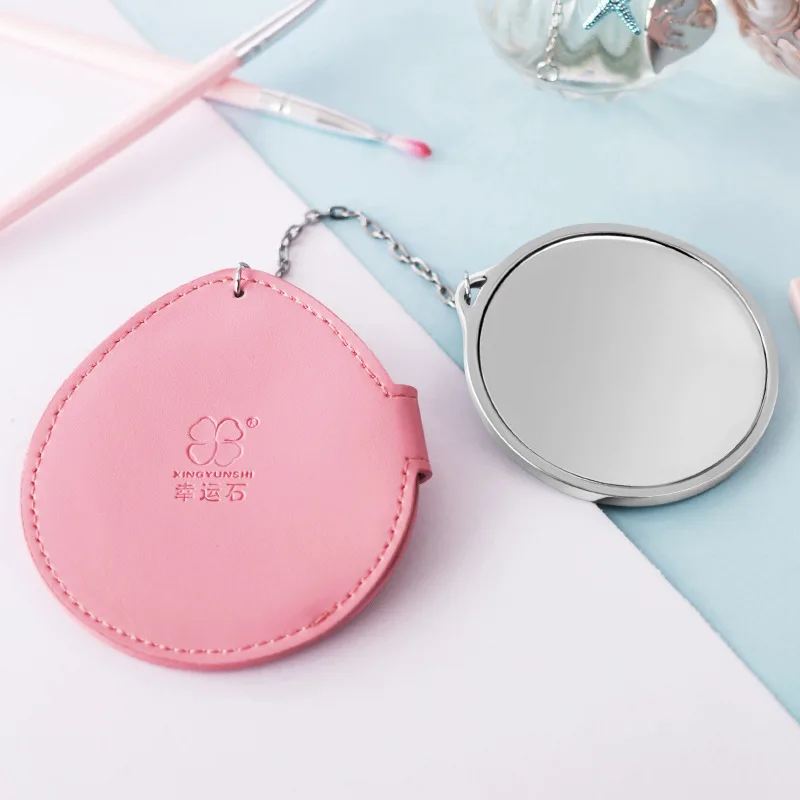 Cardcaptor Card Captor SAKURA РОЗОВОЕ КРУГЛОЕ косметическое зеркало с кожаным держателем сумки Подвески Кулон Металлический Макияж карманные зеркальца Новинка