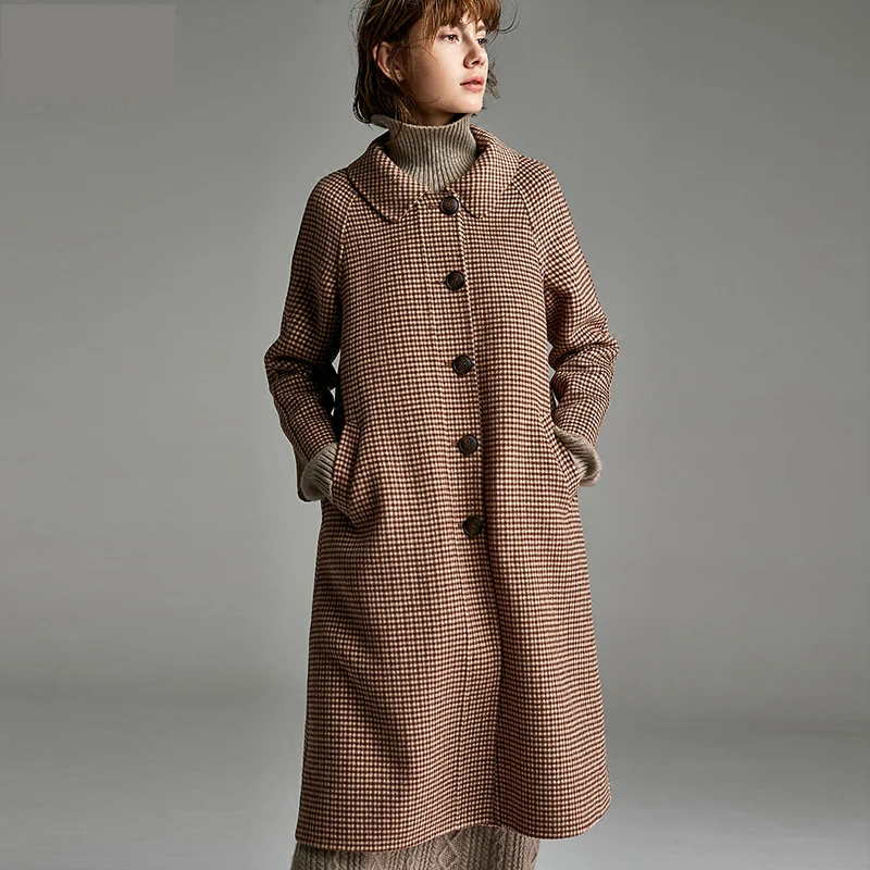 Пальто из натурального меха шерстяная куртка осенне зимнее пальто женская