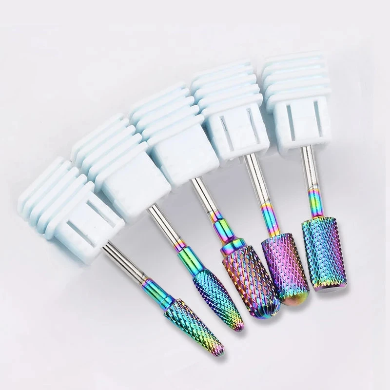 

5pcs Mix Rainbow Blue Milling Cutter for Nail Bits Tungsten Manicure Carbide Nail Drill Bits Pedicure Nail Files Grinder Tools