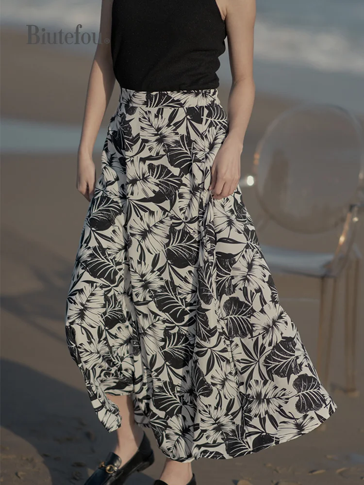 

2021 Spring and Summer Women High waist A-Line Chiffon Skirt