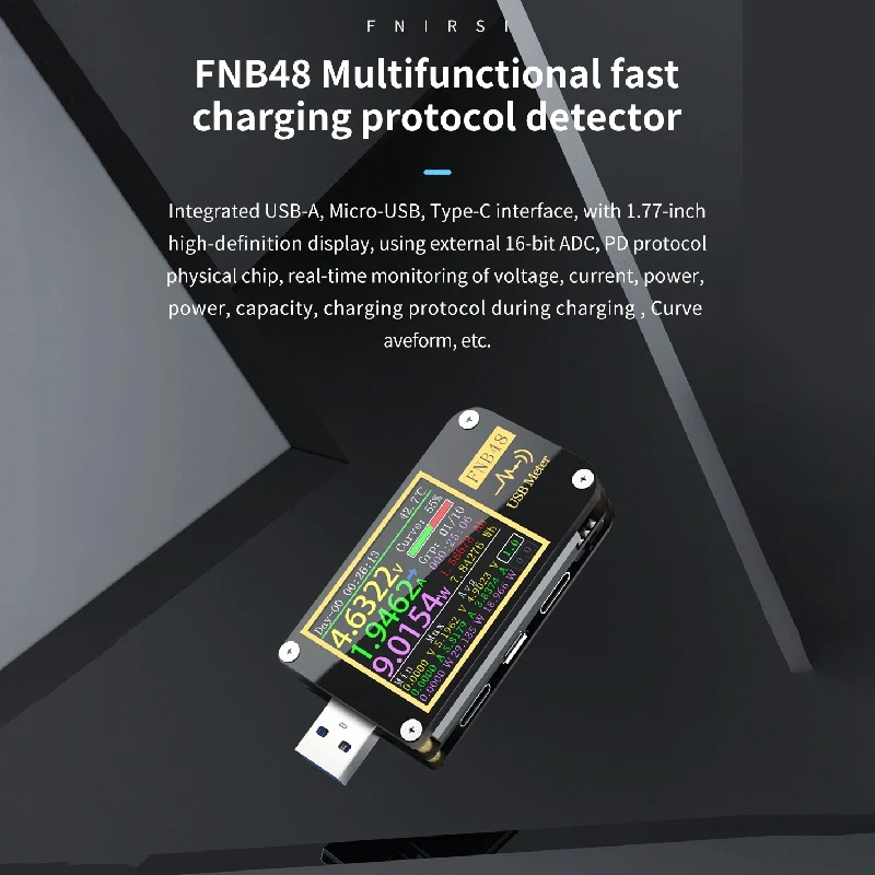 FNIRSI USB тестер USB3.0 Type-C ЖК-дисплей Вольтметр Амперметр измерительный прибор