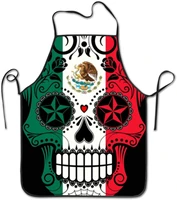 mexican flag sugar skull bib apron waterproof event party barbecue grill cooking kitchen apron female male adult chef
