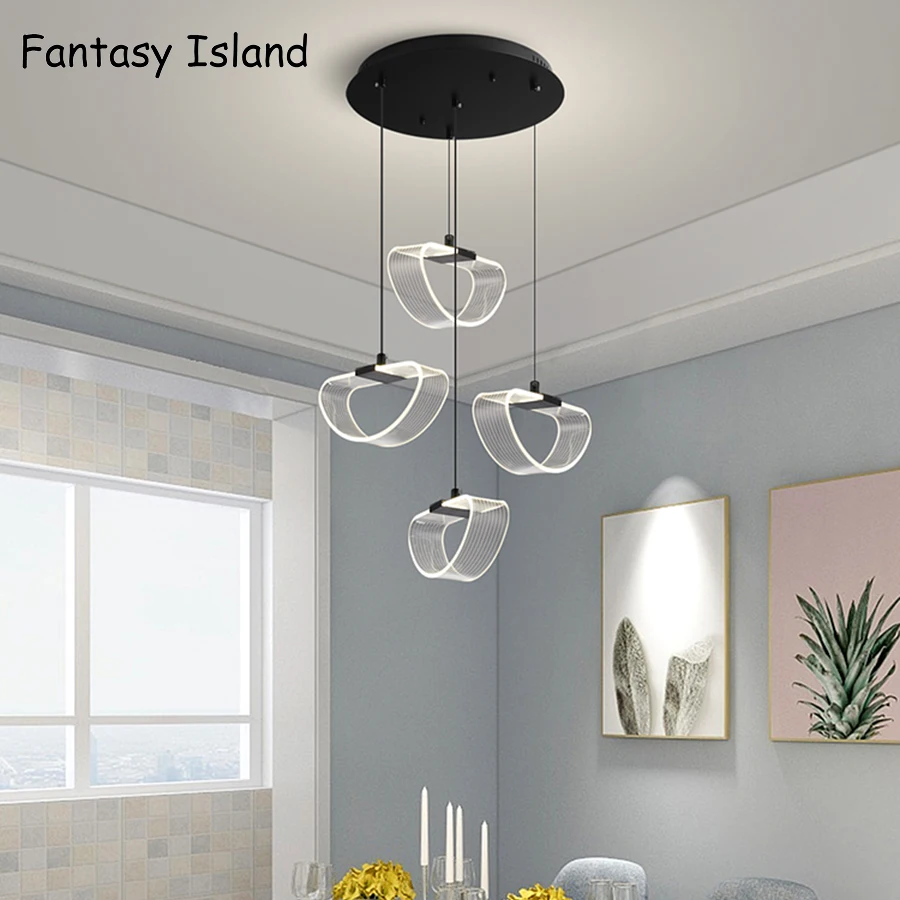 Creative acrylic chandeliers round led ceiling lamp for living room personality bedroom light luxury model room lamps