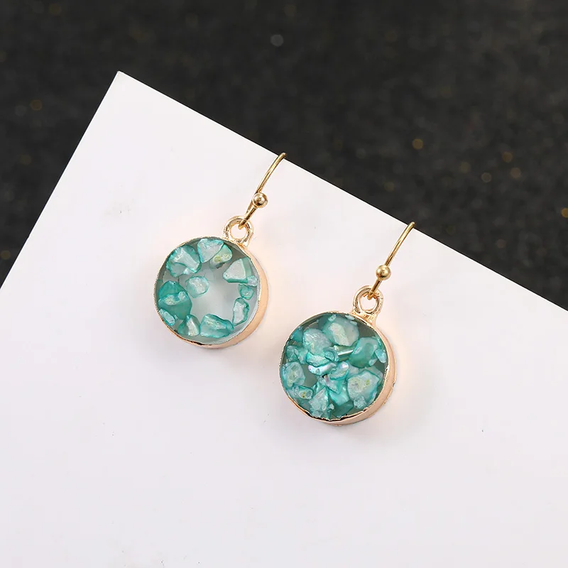 2020 Cute Pink Round Shell Earrings For Women Girls BOHO Golden Resin Drop Earring Brincos Korean Fashion Party Jewelry | Украшения и
