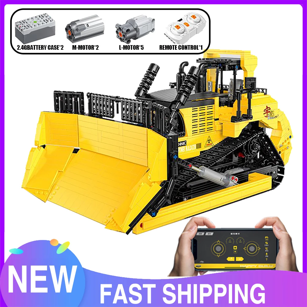 

1866 шт. высокотехнологичные автомобильные игрушки MOC 20008 APP RC, бульдозер с электроприводом, детские игрушки с дистанционным управлением, рожд...