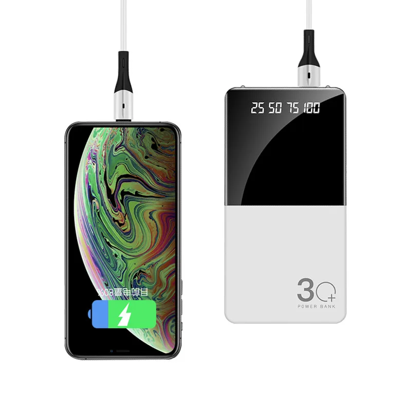 Ультратонкое портативное зарядное устройство 30000 мАч светодиодный внешний