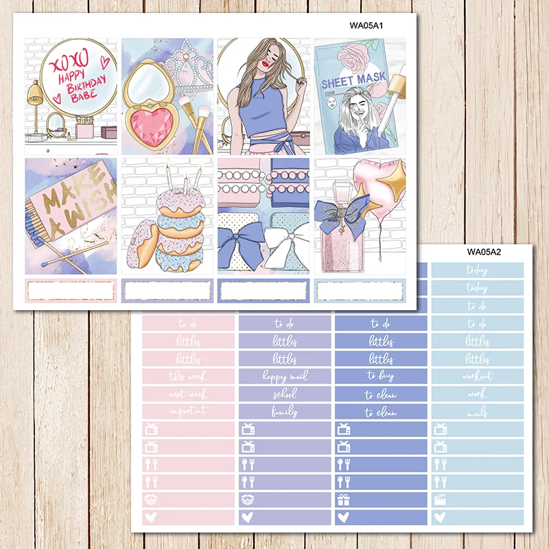 7 листов/упаковка Девочка День рождения еженедельник этикетка декоративные