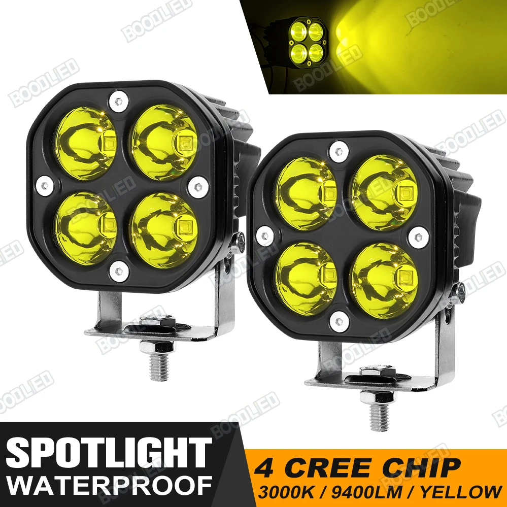 Goede 2 Stuks Amber Led Pods 3 Inch Off Road Rijden Lichten 46W Geel Led Cubes Fog Lamp Licht Bar Pods Spot Lichten Werken Lichten Amber Le