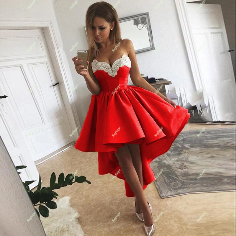 Атласные платья для выпускного вечера Fuschia с высоким низким жемчугом