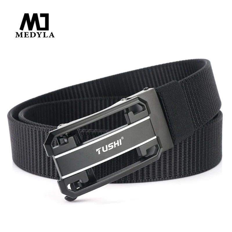 MEDYLA Automatic Buckle Tactical Belt Hard Metal Buckle Soft Real Nylon Men's Military Belt Quick Release Buckle belt MDB039