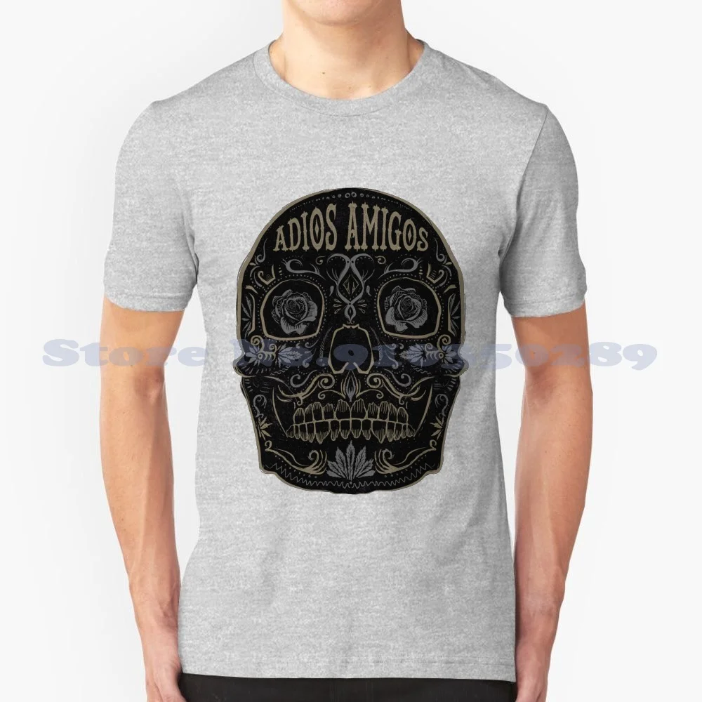 

Adios Friends, модная футболка черного, белого, серого цветов, Мексиканский череп, Мексиканский череп, Мексика