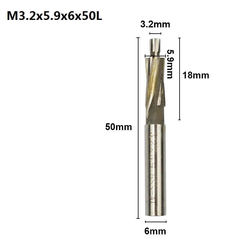 M3.2x5.9x6x50 XCAN 1 шт. 4 Флейта HSS Цековка торцевой фрезы M3.2-M16.5 пилота долбежный инструмент фреза для дерева/металла сверления Зенковка - Длина режущей кромки: M3.2x5.9x6x50