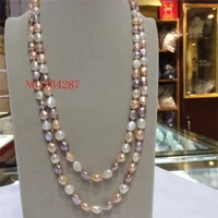 new natural freshwater pearl 8 9 mm barlow irregular white pink purple necklace 48 inches