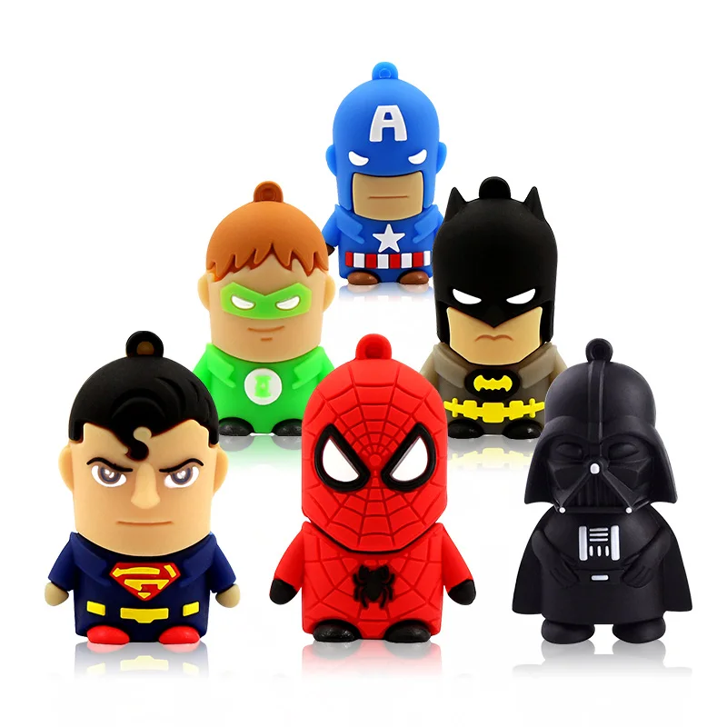 USB флеш-накопитель, 32 ГБ, забавный, 64 ГБ, USB флеш-накопитель, 4 ГБ, 8 ГБ, 16 ГБ, карта памяти, мини-флешка, 128 ГБ, Капитан Америка, Бэтмен
