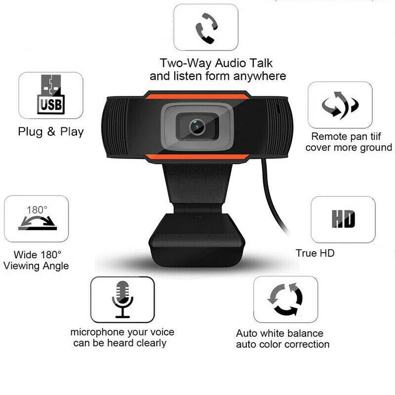 

Веб-камера со встроенным микрофоном и USB-разъемом, 1080P, 720P, 480P